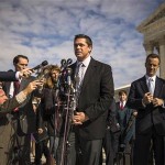 Scott of the Alliance Defending Freedom speaks to reporters outside the U.S. Supreme Court after it heard arguments in the case of Town of Greece, NY v. Galloway, in Washington